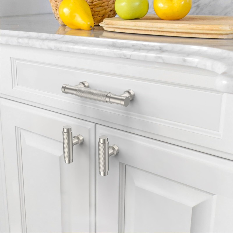 Asidrama 10 Pack Knurled Brushed Satin Nickel Kitchen Cabinet Knobs