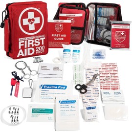 Kit de primeros auxilios profesional de 200 piezas para el hogar, el coche o el trabajo: Suministros médicos de emergencia para camping, caza, senderismo al aire libre y supervivencia