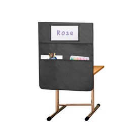 USENIOR Chair Pockets Chairback Buddy Pocket Black, Large and Ample Back of Chair Organizer with Name Slot and Storage Pockets for Kids in Classroom, 19 * 16 in