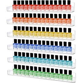 mekueeex 12 Pack Nail Polish Organizer Wall Mounted Shelf with Removable Anti-Slip End Inserts, Paint Rack Acrylic Organizers Display for Wall, Nail Polish Rack Displays 180 Bottles, 15 Inch