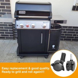 70360 Grill Locking Caster Wheels with Insert Kit Replacement Parts for Weber Spirit Series 2009-2012, Genesis Series 2007-2011, and Summit Series Gas Grills 2007-2011,Set of 4