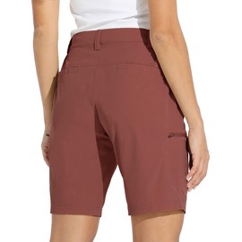 Willit Women's 10" Hiking Cargo Shorts Stretch Golf Active Long Shorts Quick Dry Outdoor Summer Shorts Cacao M