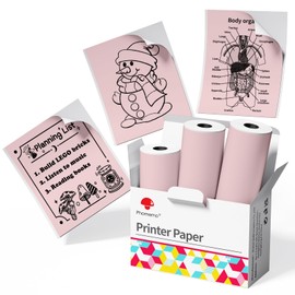 Phomemo Pink Self-Adhesive Thermal Paper, Glossy Printable Sticker Paper for Phomemo T02/M02X/M02L/Y02C/Q02 Mini Sticker Printer, 50mm x 3.5m, Diameter 28mm, 3-Rolls, Image Time 20 Years