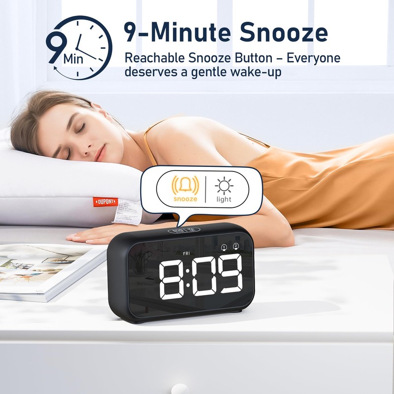 LATEC Alarm Clock, Digital Alarm Clock Bedside with LED Display,