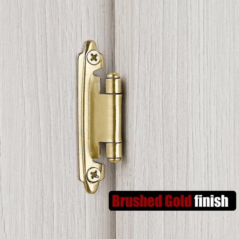 JQK 1/2 Inch Overlay Cabinet Door Hinges Gold, 10 Pack