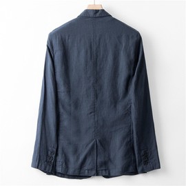 GIBZ Men's Blazer Casual Linen Plain with One Button Suit Coat Jacket Lightweight Loose Casual Suit Jacket, blue
