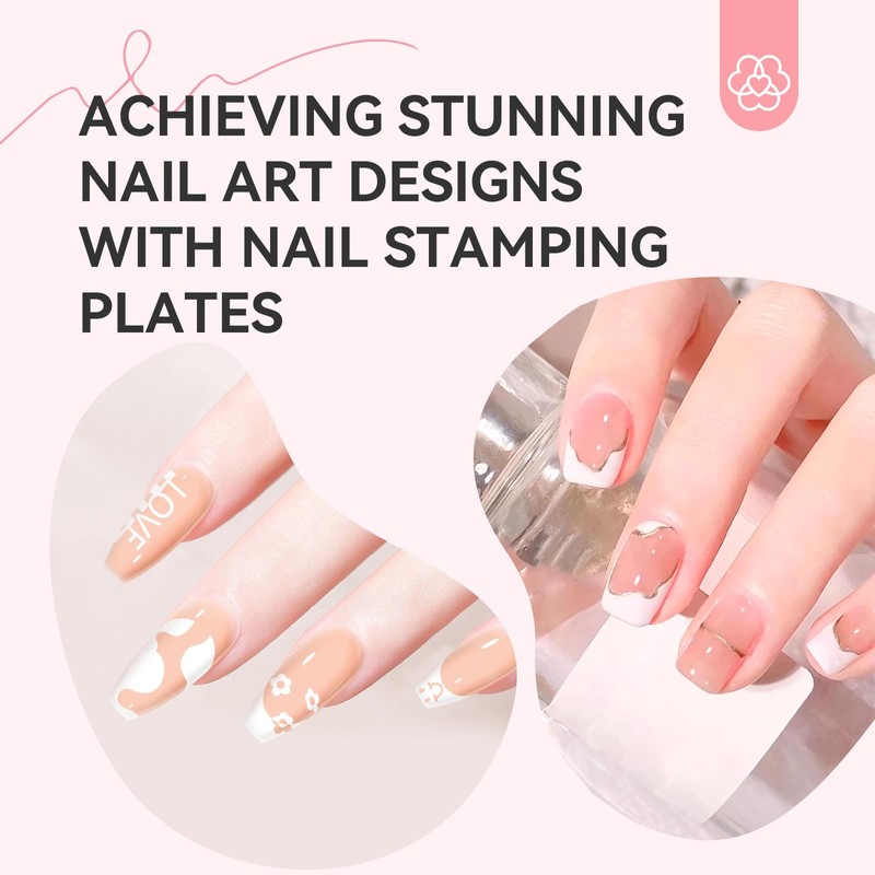 Saviland Nail Art Stamper Plates: 4PCS French Nail Stamping Plates