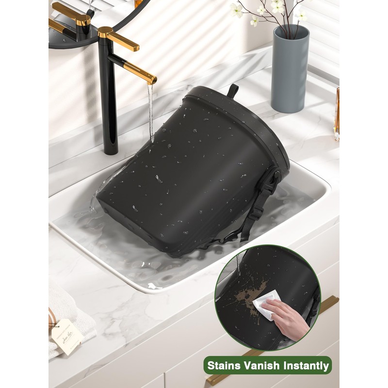 Garoopion Leakproof Car Trash Can, 1.9 Gallon Soft Silicone Hanging