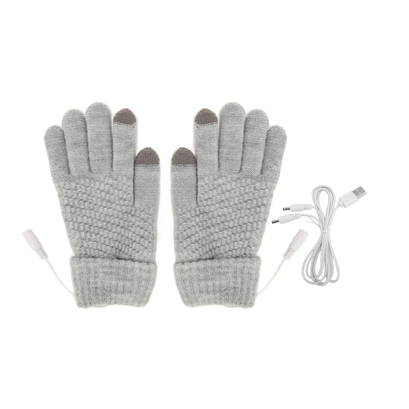 USB Heated Gloves Thicken Detachable Electronic Warming Knitted Gloves for