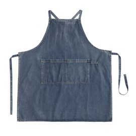 Pincy Denim Apron Cross Back Unisex Adjustable Bib Apron with Pockets for Cooking Kitchen, XL Blue