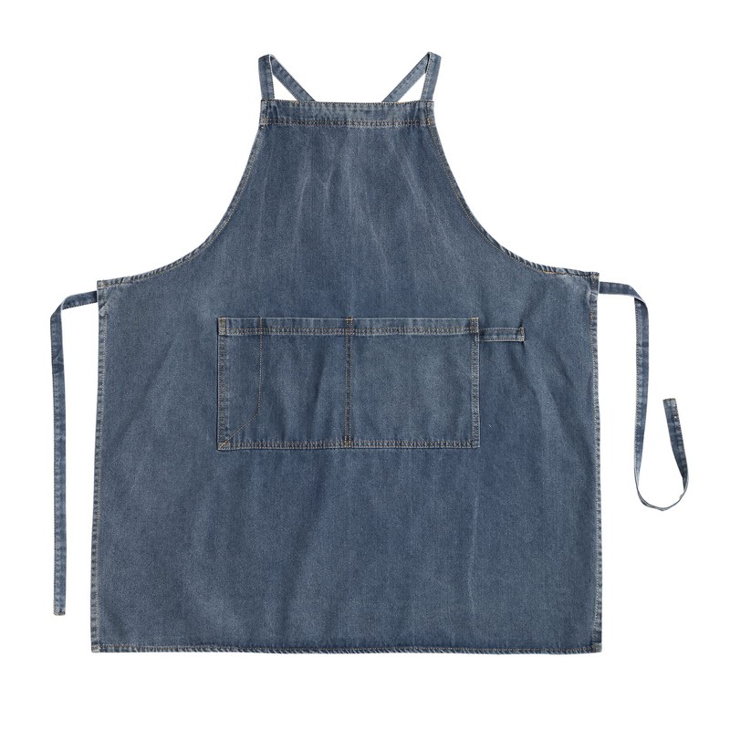 Pincy Denim Apron Cross Back Unisex Adjustable Bib Apron with