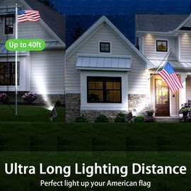 30W Outdoor Spot Lights Dusk to Dawn 120V Outdoor LED Spotlight Plug in with Photocell Sensor 5000K Waterproof Bright Flag Pole Light for Yard Tree Garden Landscape Lighting with Stake 6FT Cord