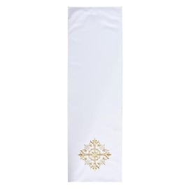 Trinity Church Supply White Holy Trinity Cross Overlay Cloth Catholic Church Supplies Indoor Outdoor Party Table Cloths, 16 x 52 Inch