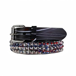 SCOPLATY Genuine Leather Black Studded Belt for Men and Women - Punk Rock, Y2k, Goth Style with Rivets and Spikes for Jeans (Width 1.3, Graffiti, XXX-large)