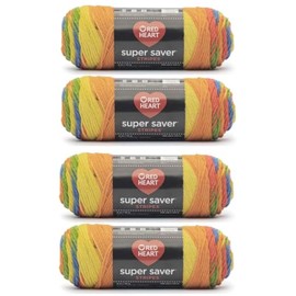 Bulk Buy - Red Heart Super Saver Rainbow Yarn - 4 Pack of 141g/5oz - Acrylic - 4 Medium (Worsted) - 236 Yards - Knitting/Crochet
