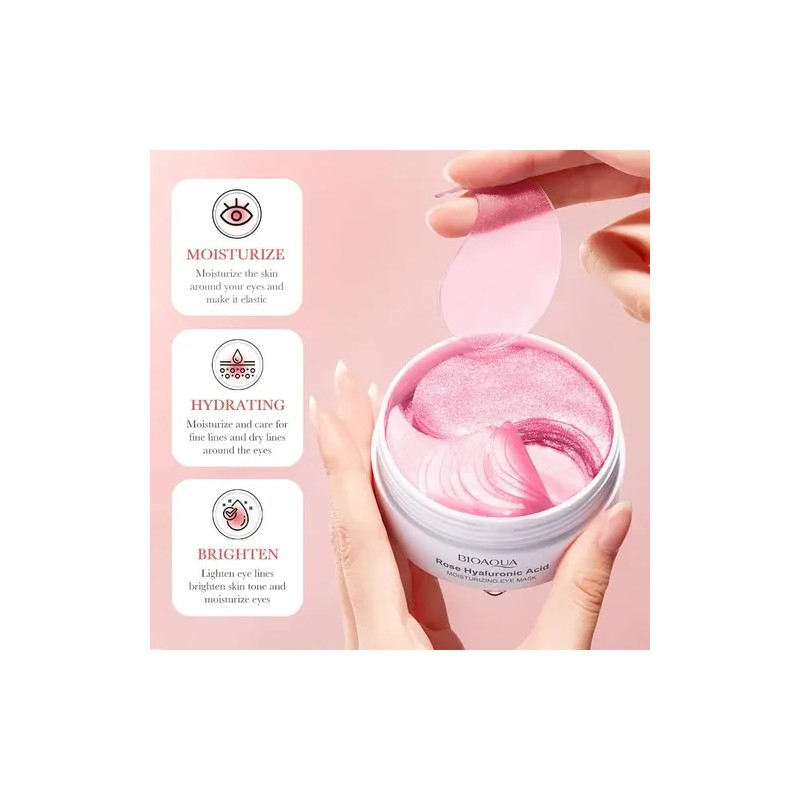Parches Cuidado Facial Ojeras Bioaqua Rosas Acido Hialuronic