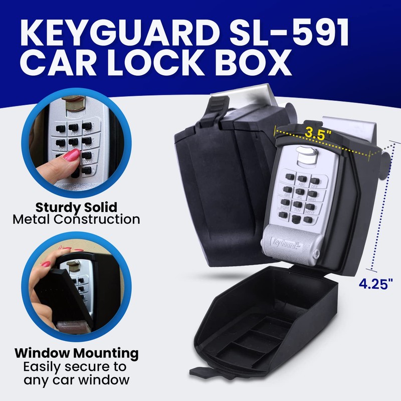KeyGuard SL-591 Portable Car Lock Box, Black, Combination Lock, Keypad,