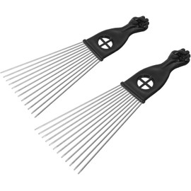 CHILDWEET Juego de 2 Peines de Peluquería para Hombre, Acero Inoxidable Dientes Anchos, Peine Metálico para Cabello Rizado y Tupé, Cepillo Profesional para Salón y Cuidado Personal