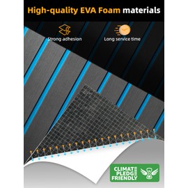 FOCEAN Boat Flooring EVA Foam Boat Decking Faux Teak Marine Flooring Marine Mat Sheet for Motorboat RV Yacht Kayak Surfboard, 94.5"x 15.7", Dark Grey with Blue Lines