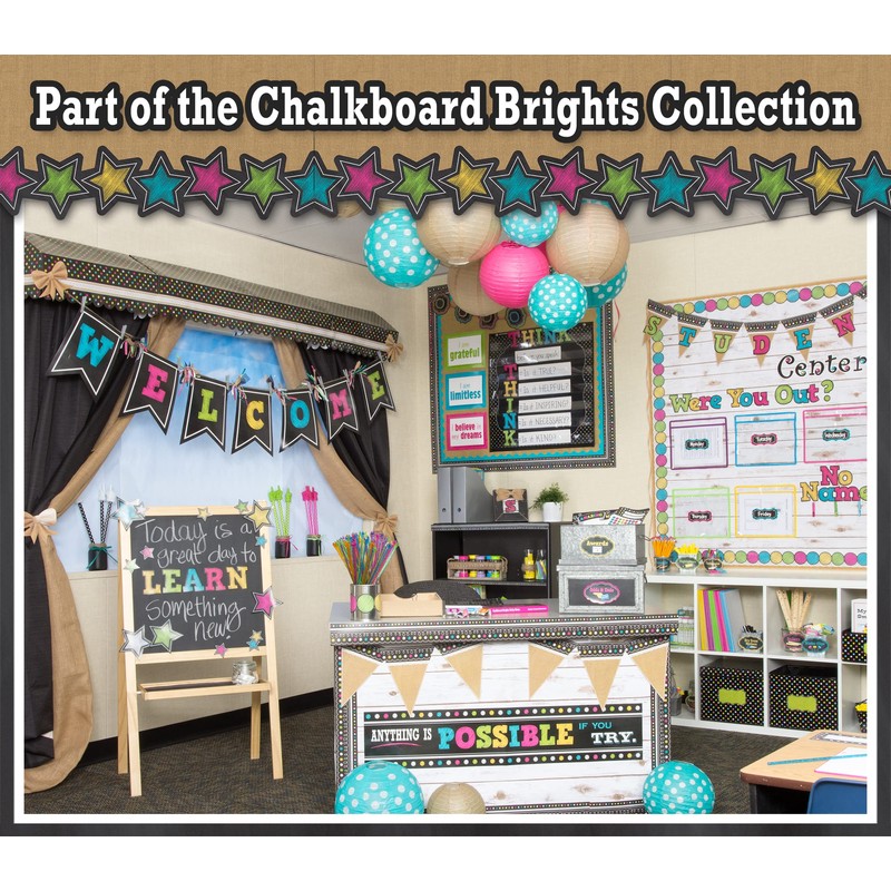 Teacher Created Resources Chalkboard Brights Cursive Writing Bulletin Board Set