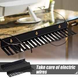 Dunzy 2 Pieces Wall Mountable Cable Hanger and Organizer Black Cable Holder Cable Storage Cord Rack Organizer with 19 Cable Slots Width from 5.5 to 9.5mm for Cord Management Wall Shelf Mount