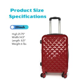 SIAM'S Hardside Expandable Spinner Wheel,Luggages, Teal, 20" Carry-On (WINE RED)