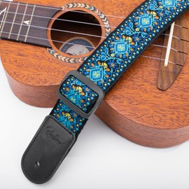 BestSounds Ukulele Strap, Jacquard Weave Adjustable Uke Mandolin Shoulder Straps for Adult & Kids, Ukulele Button Accessories (Teal Blue)