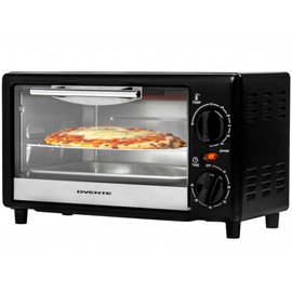 OVENTE 8L Countertop Toaster Oven with 60-Minute Timer, Adjustable Temperature Control and Easy to Clean Baking Pan, 750W Compact Mini Oven for Pizza, Toast Bread, Bake Muffin and Broil, Black TO2808B