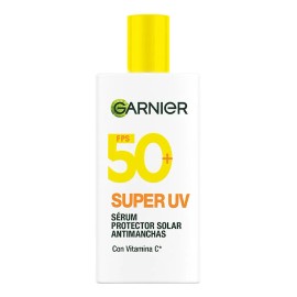 Garnier Super UV Protector Solar Facial Fluido Anti oleosidad FPS50+ con Vitamina C 40ml protege del daño solar y reduce manchas textura ligera aprobado por dermatólogos