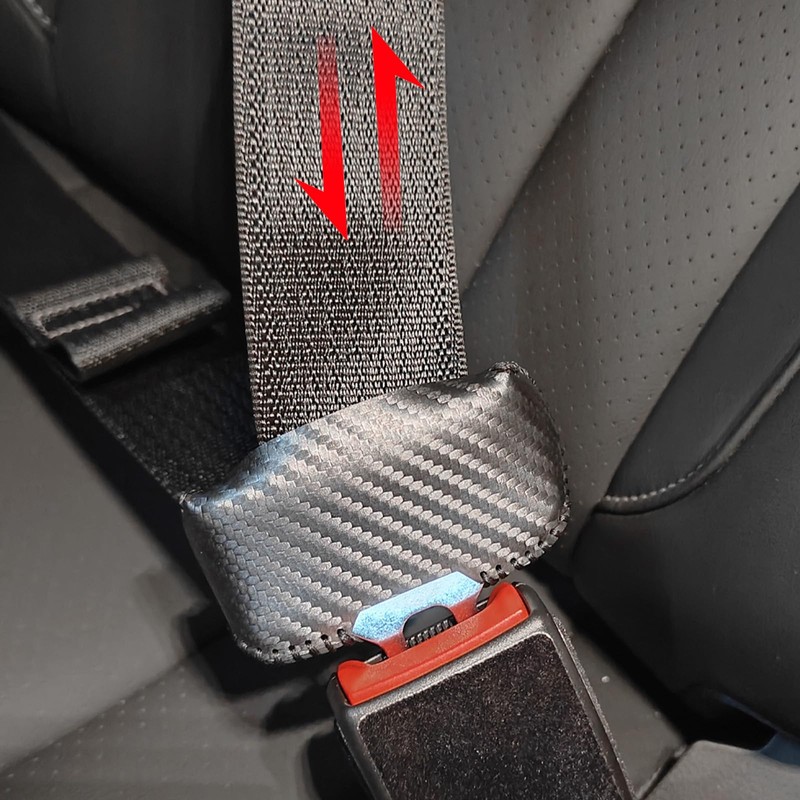 SUNBREATH Car Seat Belt Buckle Cover Carbon Fiber Leather Seatbelt