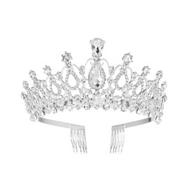 Namvo Baroque Bridal Crown, Wedding Studio Accessories, Rhinestone Tiara Crown, Crystal Crown with Comb Tiara, Bridesmaid Hair Accessories