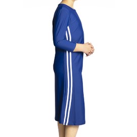 Traje de baño deportivo Tznius de manga 3/4 para niña, cubierta de playa, protección solar UPF 50+, Arrecife en Azul Marino/Blanco, 12