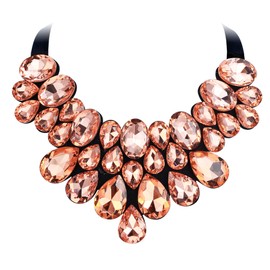 Flyonce Costume Bib Collar Statement Necklace for Women, Rhinestone Crystal Choker for Banquet Prom Champagne Color