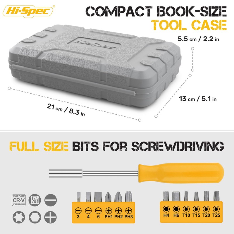 Hi-Spec 20 Piece Compact Tool Set For Home and Office