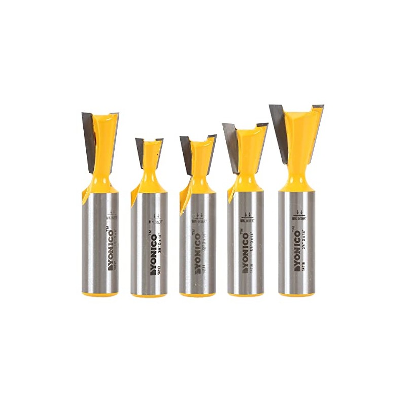 YONICO Dovetail Router Bit Set 5 Bit 1/2-Inch Shank 14520