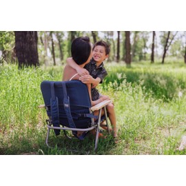 PICNIC TIME Descanso Padded, Low Camping Removable Washable Cover, Backpack Beach Chair, 25.6 x 25.6 x 25.6, Navy Blue