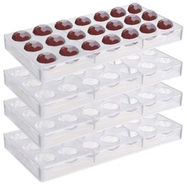 Yopay 84 Grids Polycarbonate Chocolate Mold Candy Making Molds, Diamond Shaped Tray for Mousse, Jelly, Pralines, Truffles, Sweets, Bonbons, Cookies, (4 Pack Transparent)