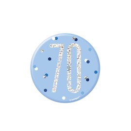 Unique Glitz 70Th Birthday Badge, Blue