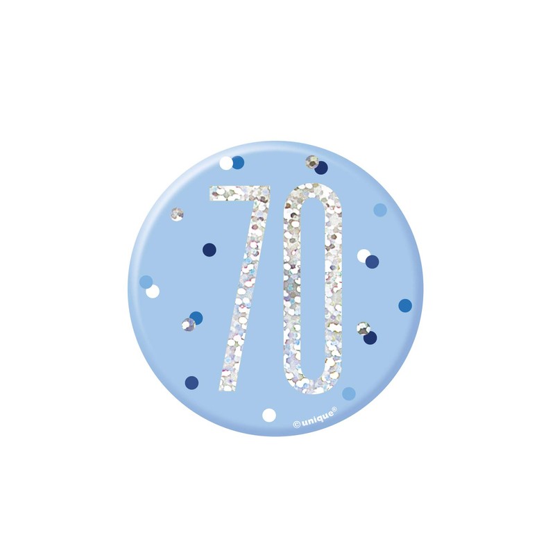Unique Glitz 70Th Birthday Badge, Blue
