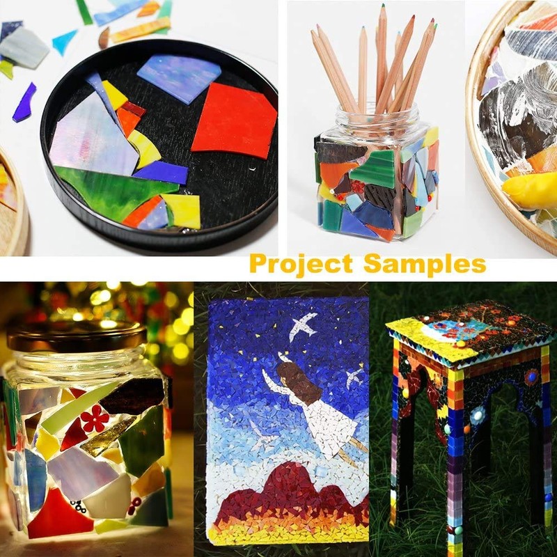 Lanyani Glass Mosaics Pieces Stained Glass, Assorted Colors and Shapes,