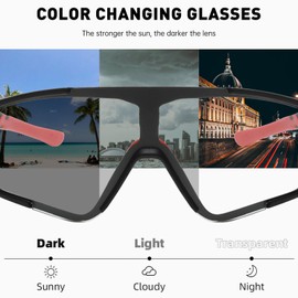 Long Keeper Photochromic Cycling Sunglasses Mountain Bike Riding Glasses for Women Men UV400 Sports Sunglasses (Gray)