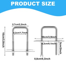 JMIATRY Pack of 6 U brackets with thread M8 U-bolt, U bolt 40 x 100 mm for fence posts, pipe attachment, car towing