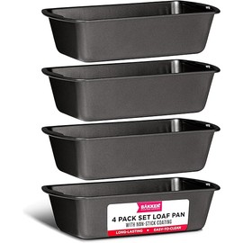 BAKKENMASTER Loaf Pan Set 4-Piece - Deluxe Nonstick Carbon Steel Bakeware for Perfect Bread and Cakes – Dishwasher Safe, Premium Pans for Home Baking