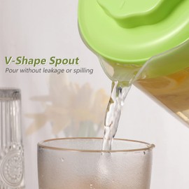 Yardwe 2Pcs Plastic Pitcher with Lid, Mix Drinks Water Jug for Hot/Cold Lemonade Juice Beverage Jar Ice Tea Kettle 2L