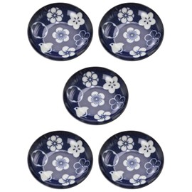 Mino Ware 145064 (5) Small Plates, Set of 5, Plum Chidori