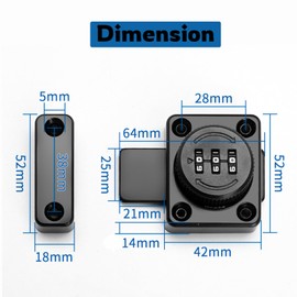 Combination Lock with Passcode 3 Digit LISHAN Zinc Alloy Material Keyless Entry Rotating Bolt Ideal for Your Personal Belongings Like Suitcases Storage Lockers Shoe Cabinets Closet