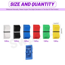 Swpeet 90pcs 6 Colours 8 x 1.2 mm Straight Slider Potentiometer Flat Push Knob Insert Shaft Assortment Kit, Potentiometer Fader Knob Caps Potentiometers Straight Slider Buttons Replacement