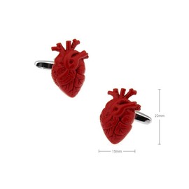 Anatomical Human Anatomy Medical Steampunk Nurse Heart Doctor Surgeon Red Pair Cufflinks, Brass, No Gemstone
