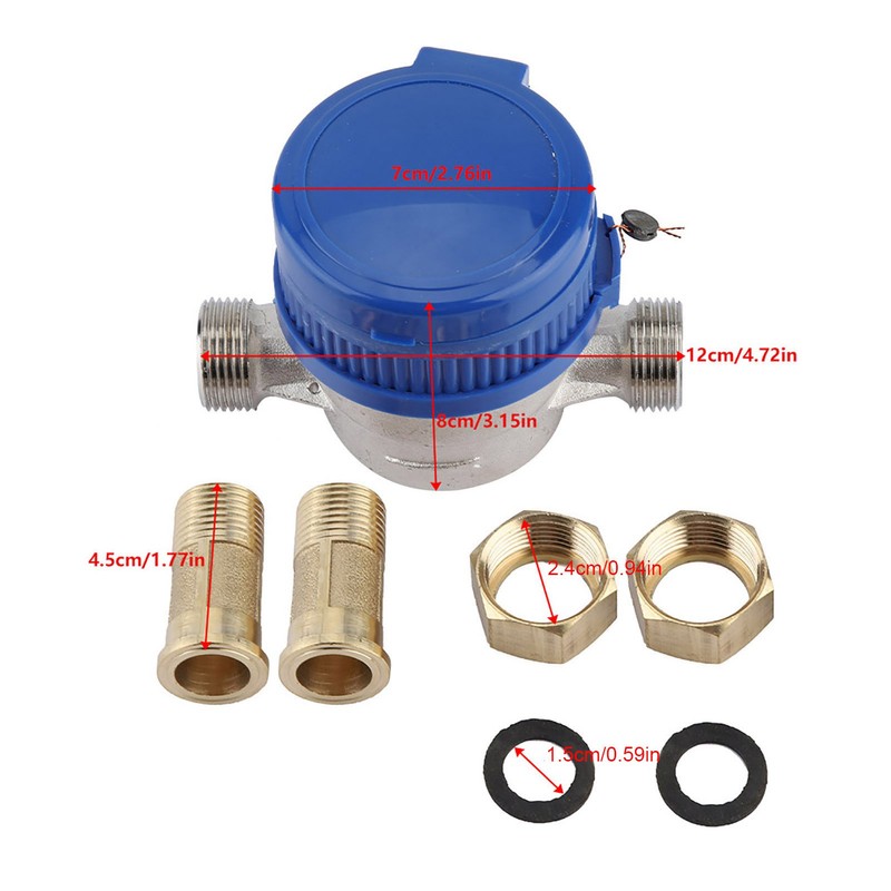 Copper 1.5m3/h 0-40℃ Mechanical Water Meter 15mm 1/2 inch Water