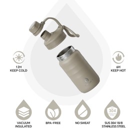 IDEUS Vacuum Insulated Water Bottle, 12 Oz (360 ml) Stainless Steel Double Wall Flask Metal Sports Canteen with Leak-Proof Screw Cap (Celadon)